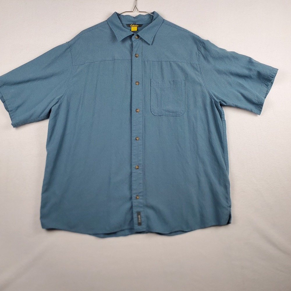 Cabela's Shirt Mens XL Blue Plaid  Modal Casual Outdoor Collared‎ Button-Up